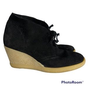 J.Crew  Macalister booties black suede wedge lace up